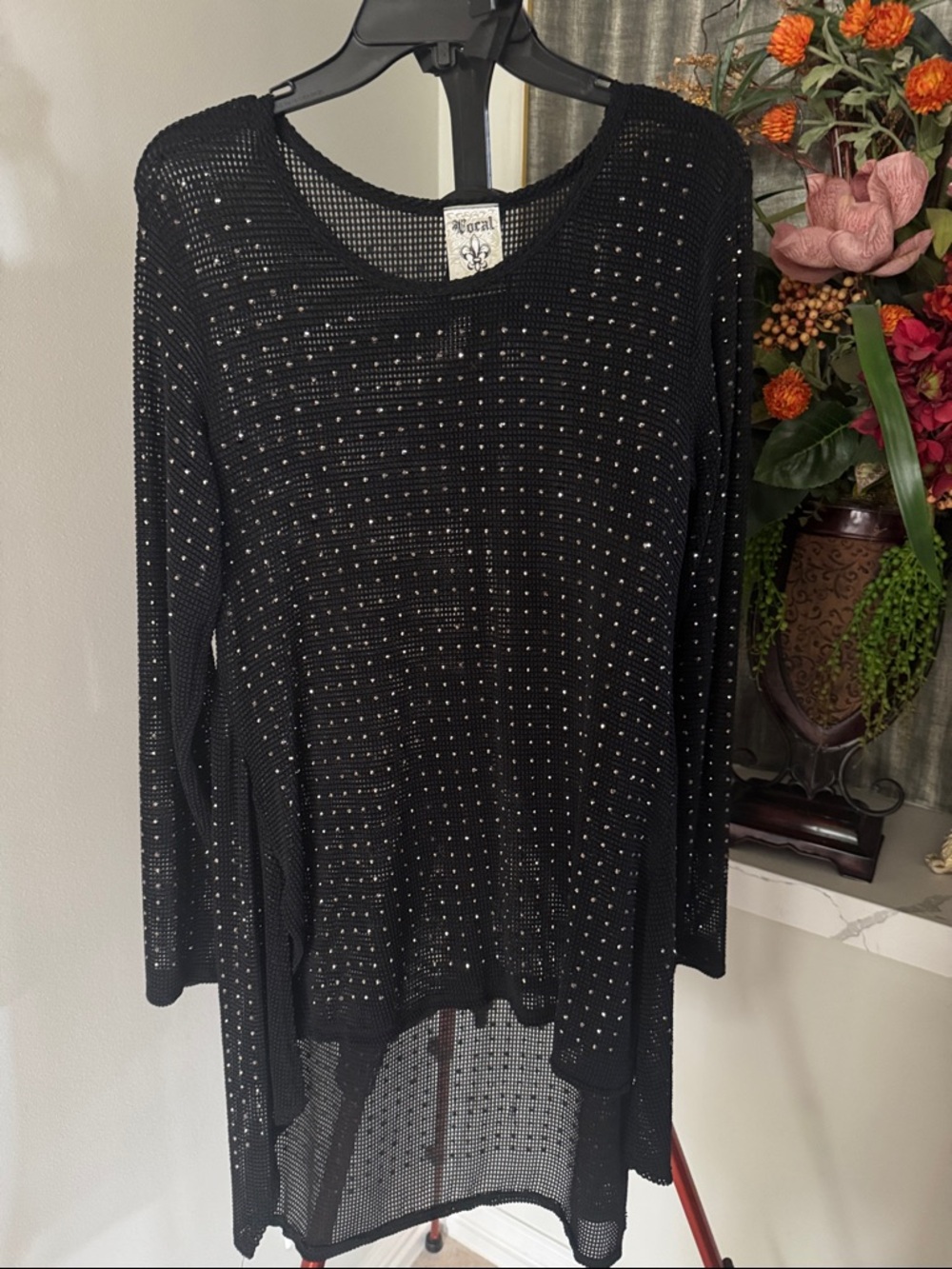 Vocal Black Mesh Tunic with Silver Dot Detail - Picture 4 of 4